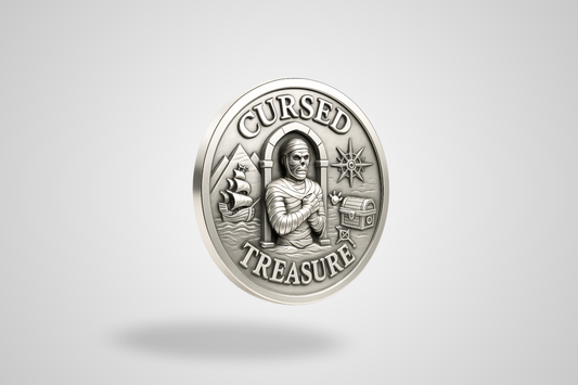 A photo of an injection molded metal token with 3D effect