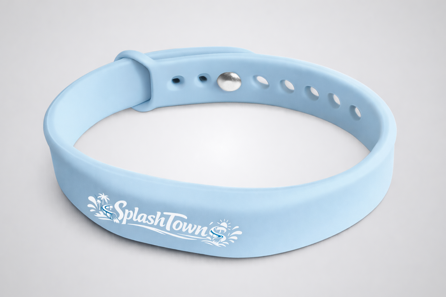 Una foto di un braccialetto in silicone con NFC e design personalizzato di JM Band®
