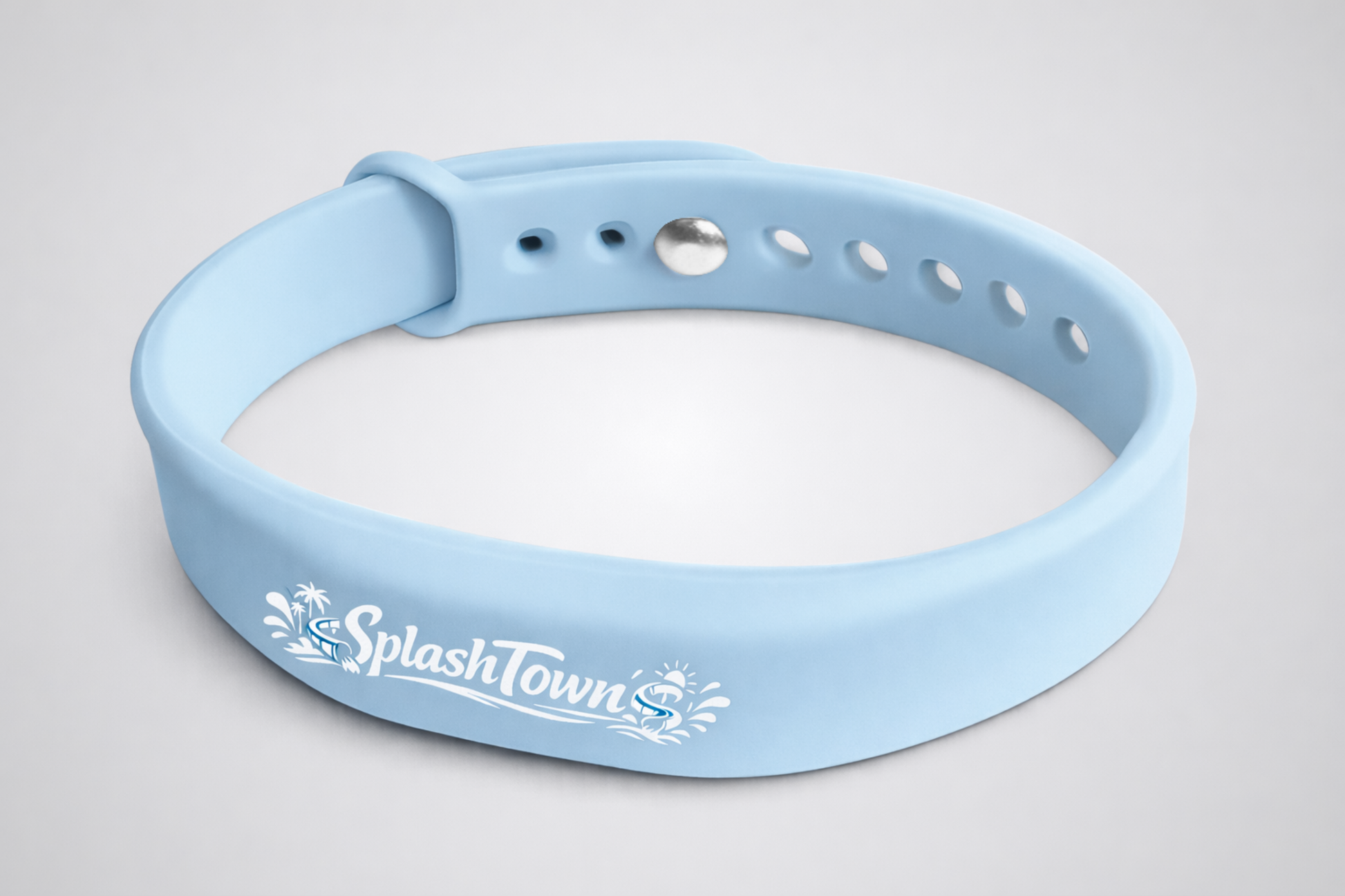Una foto di un braccialetto in silicone con NFC e design personalizzato di JM Band®