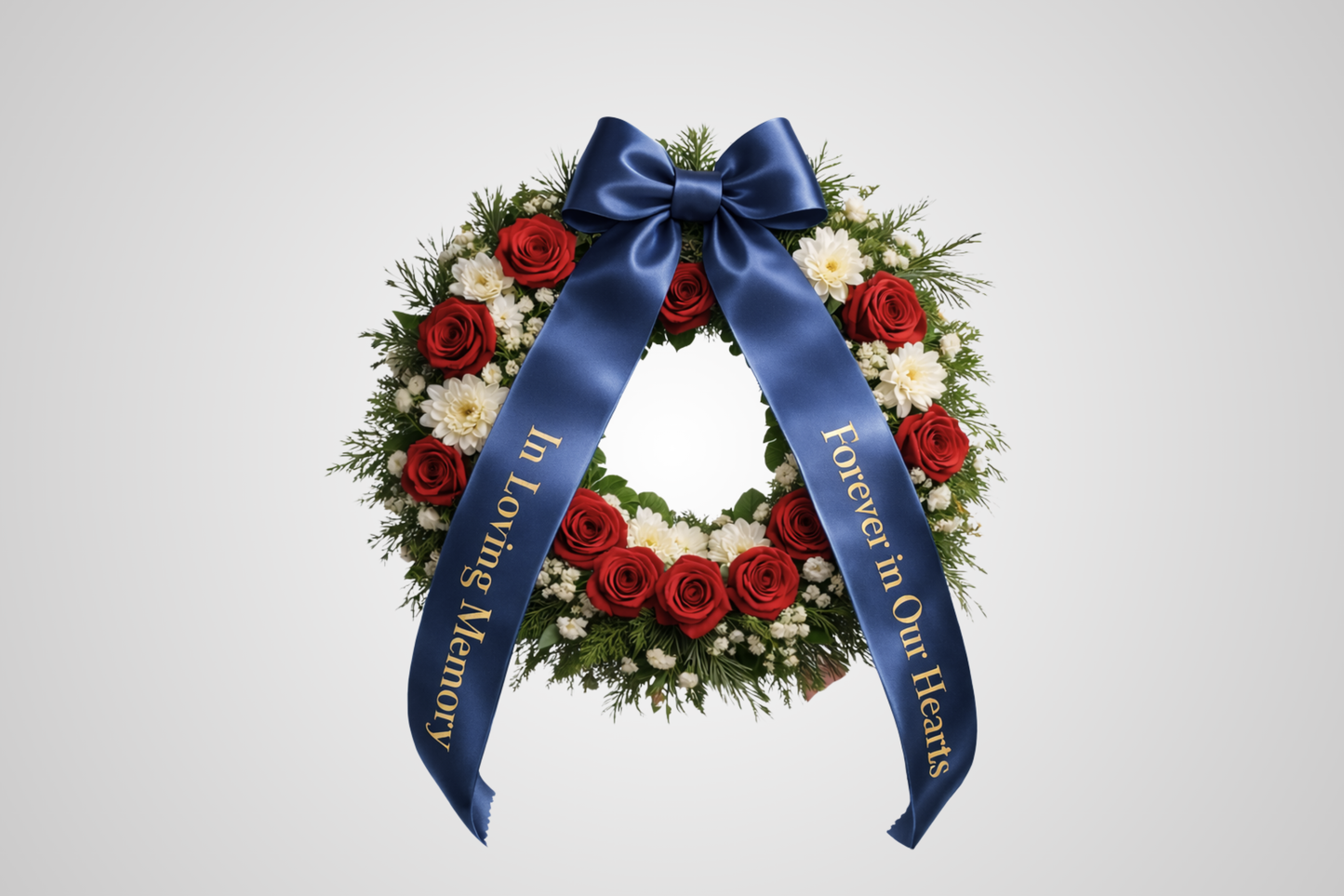 Nastro per bouquet in raso blu ecologico con stampa personalizzata di JM Band®.