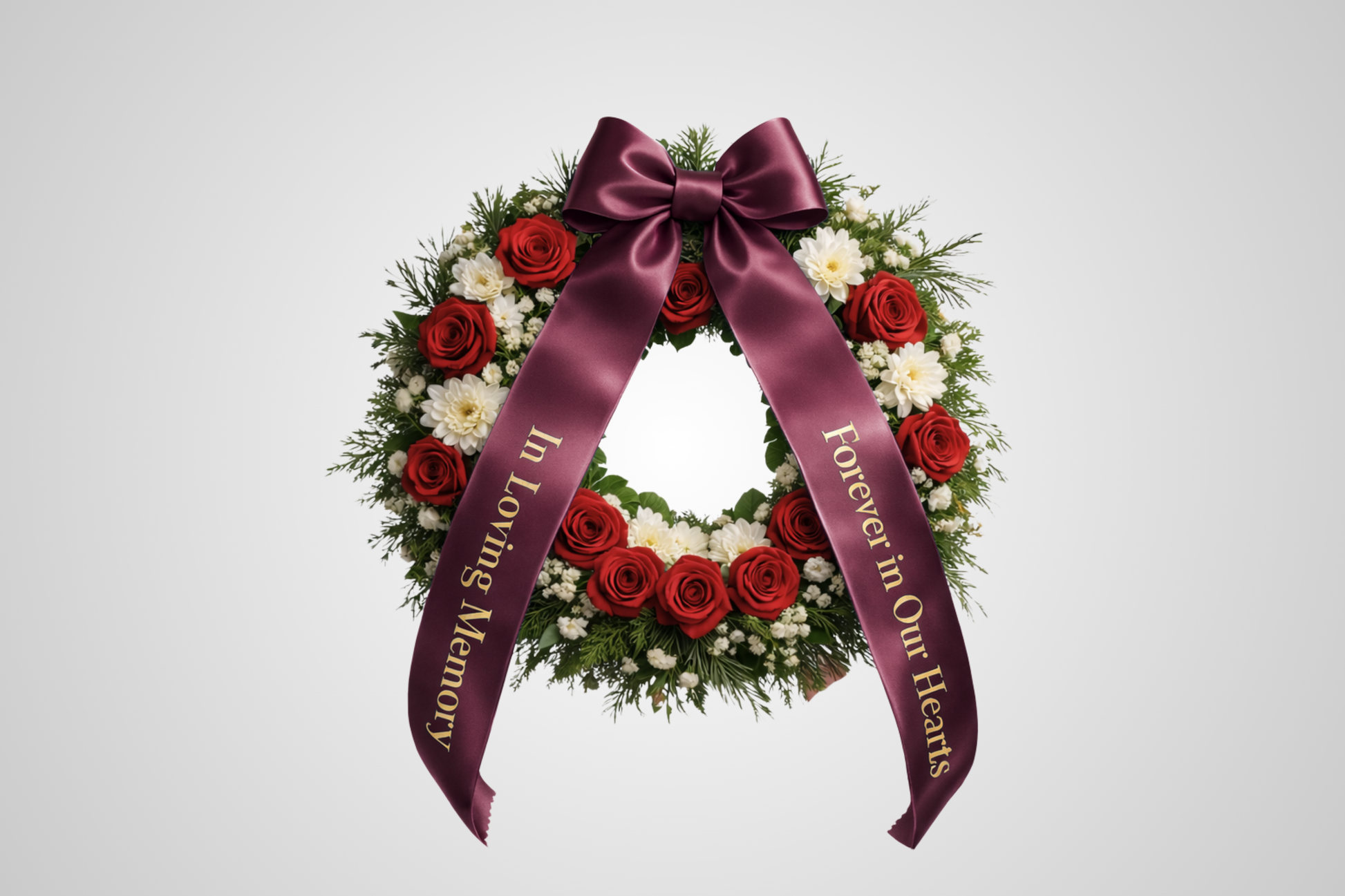 Nastro per bouquet in raso ecologico color bordeaux con stampa personalizzata di JM Band®.