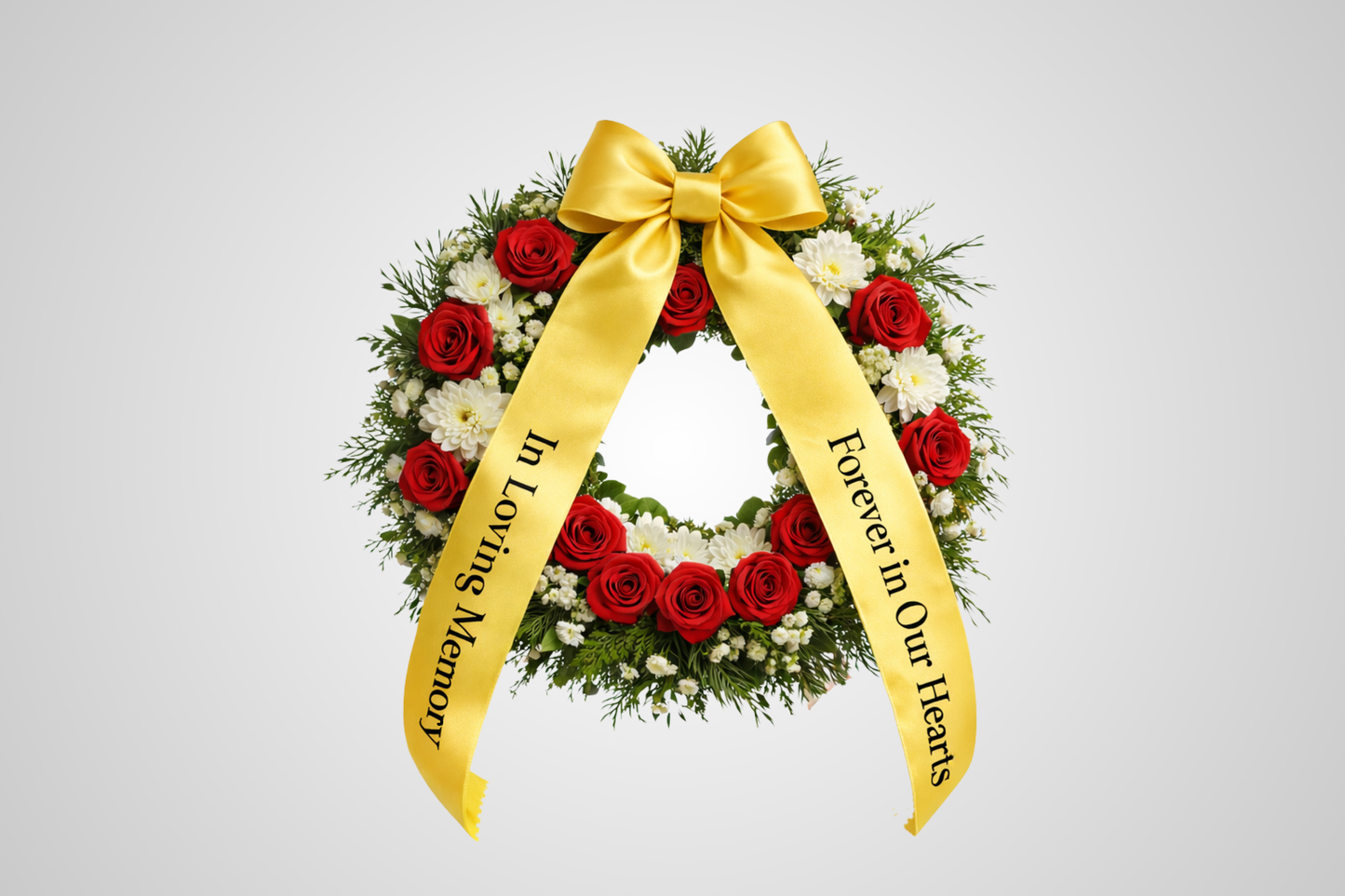 Nastro da bouquet in raso giallo ecologico con stampa personalizzata di JM Band®.