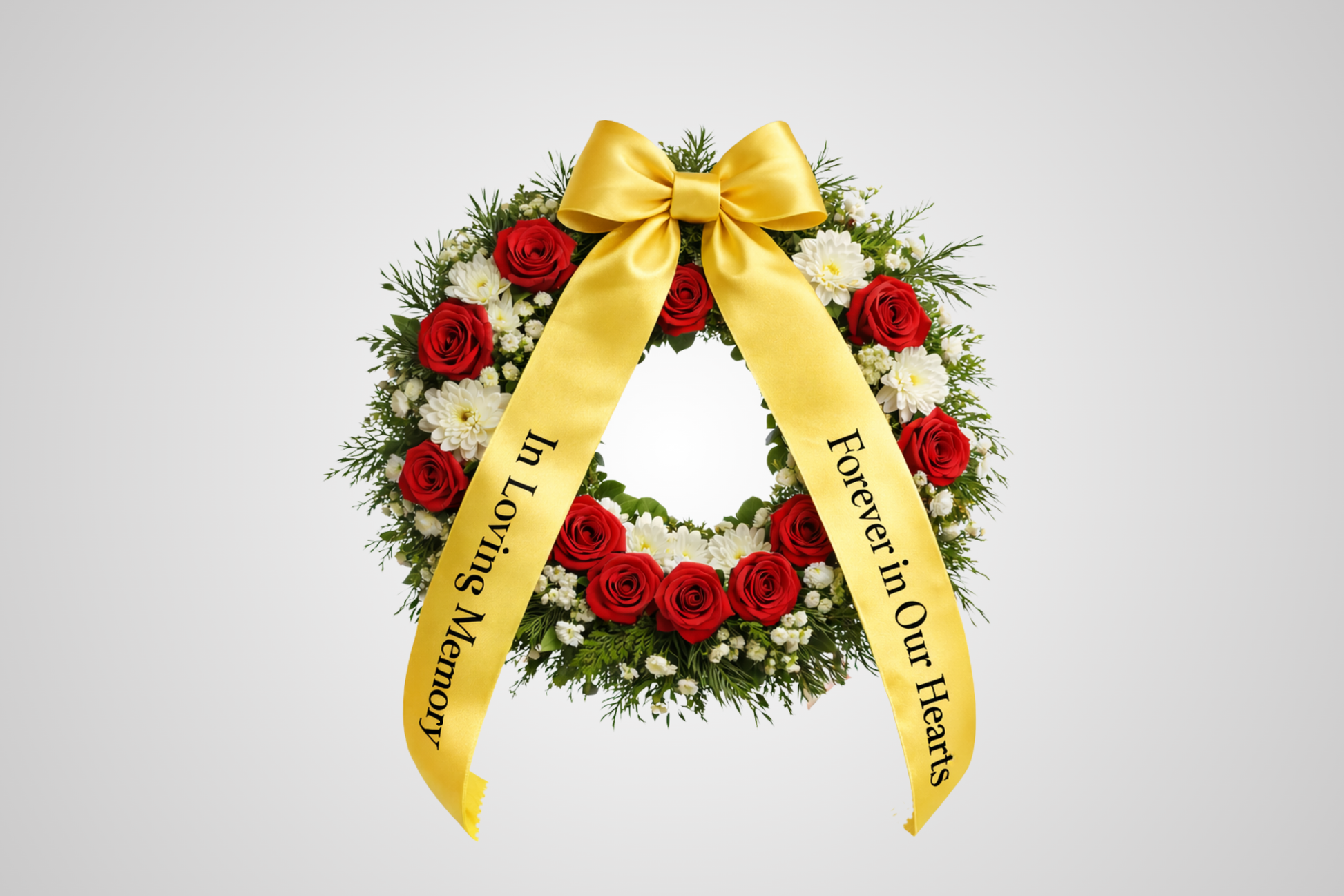 Nastro da bouquet in raso giallo ecologico con stampa personalizzata di JM Band®.