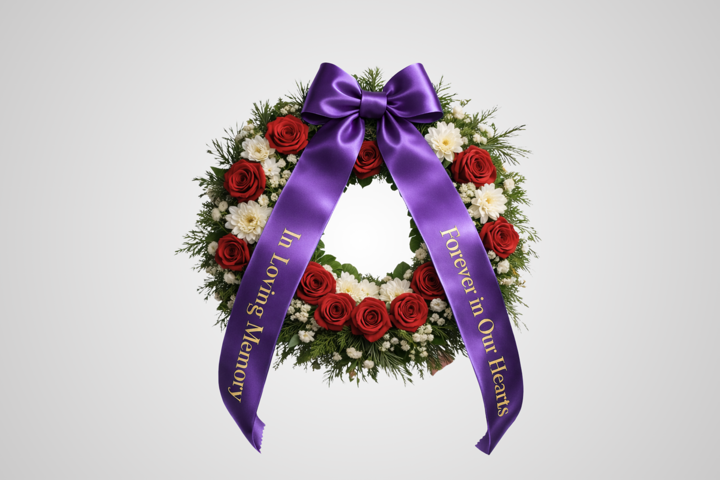 Nastro per bouquet in raso viola ecologico con stampa personalizzata di JM Band®.