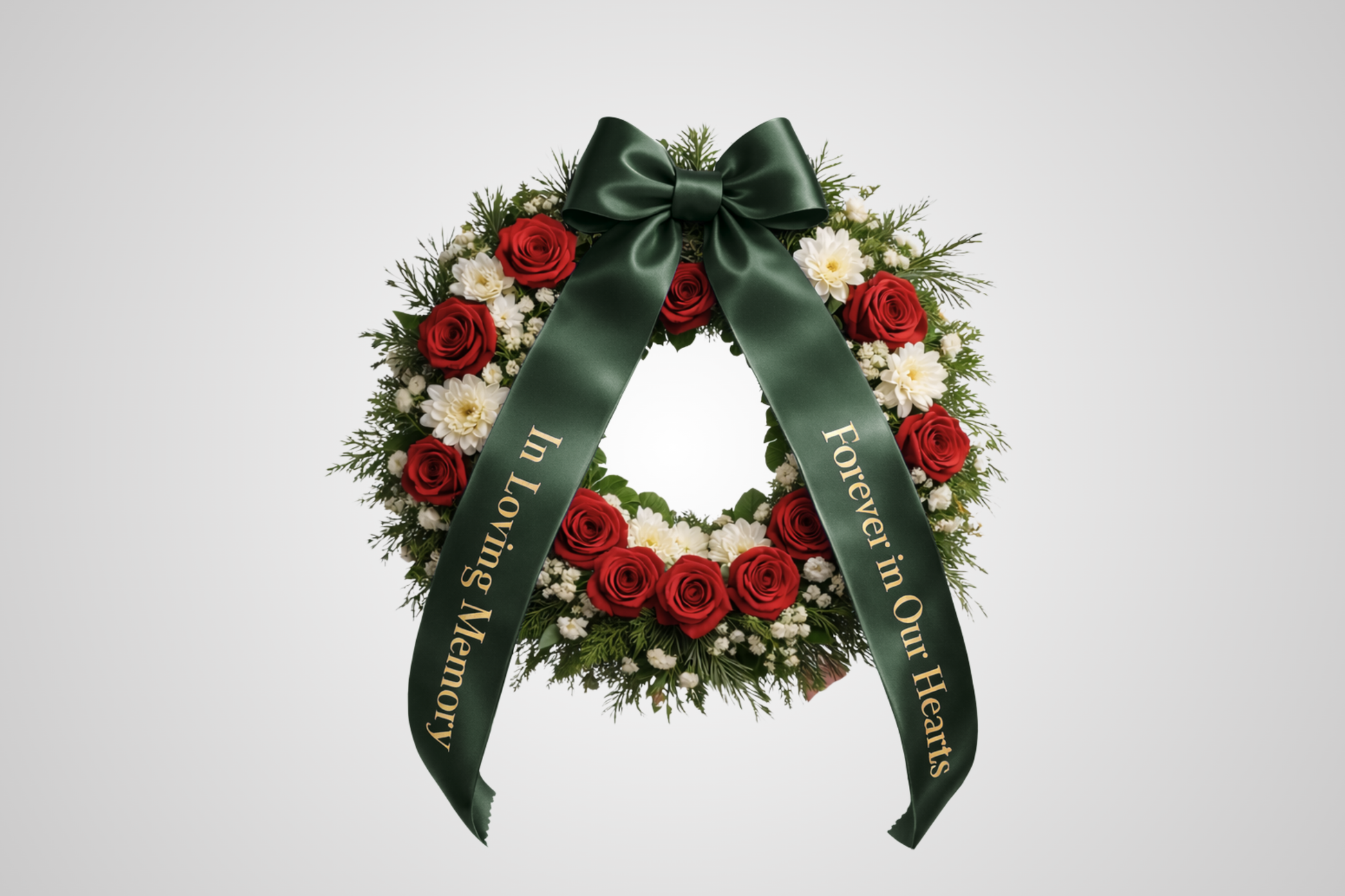 Nastro per bouquet in raso verde scuro ecologico con stampa personalizzata di JM Band®.