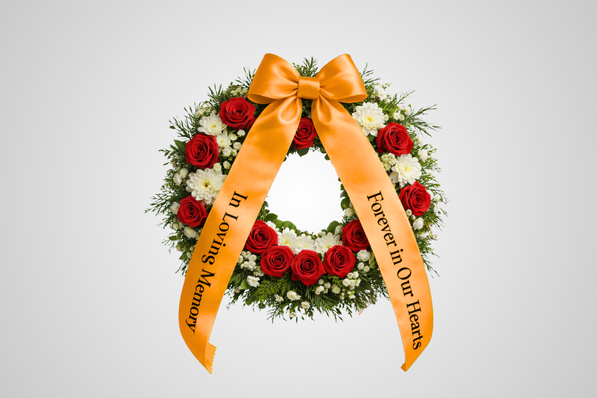 Nastro da bouquet in raso ECO arancione con stampa personalizzata di JM Band®.