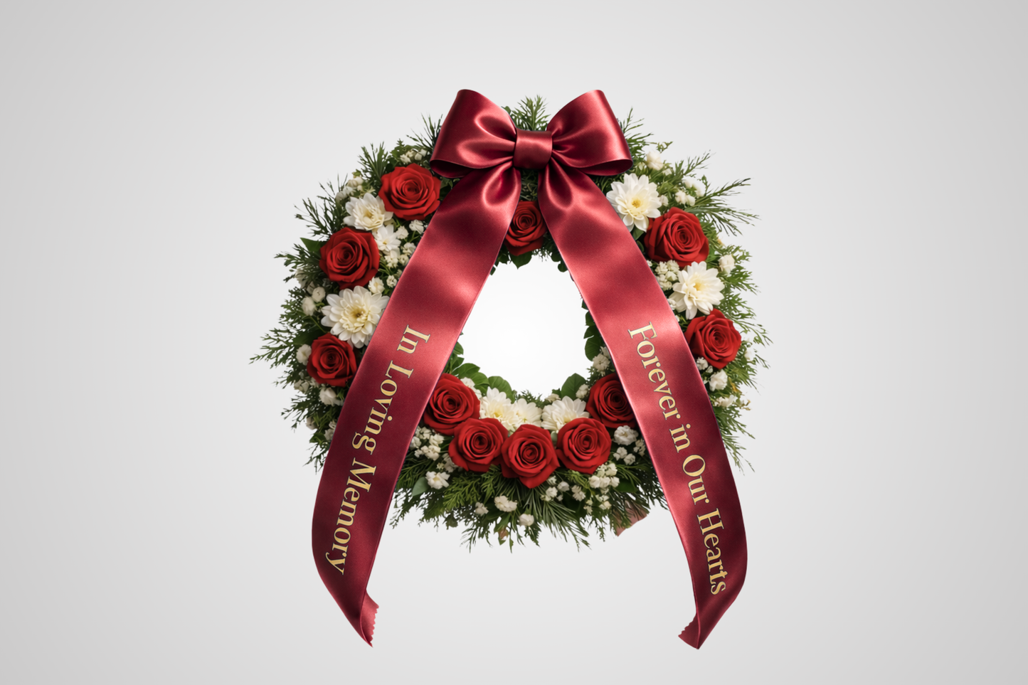 Nastro da bouquet in raso rosso ecologico con stampa personalizzata di JM Band®.
