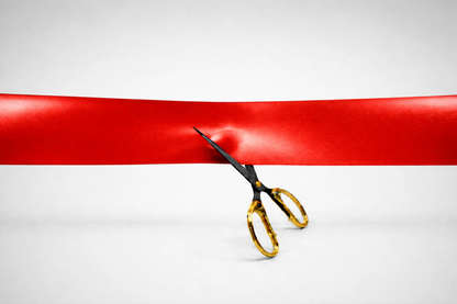 Nastri per inaugurazioni color rosso metallizzato, senza stampa, di JM Band®.