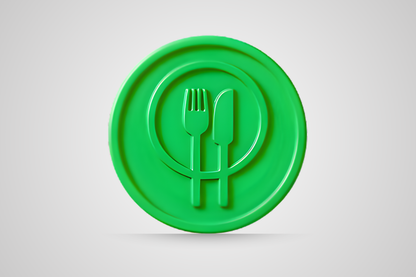 Buono per bevande in rilievo, di colore verde alimentare, del marchio JM Band®.