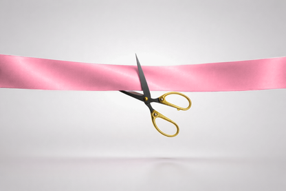 Nastro rosa in raso ecologico senza stampa per cerimonia di inaugurazione, di JM Band®.