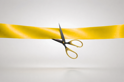 Nastro giallo per inaugurazione in raso ECO senza stampa di JM Band®.