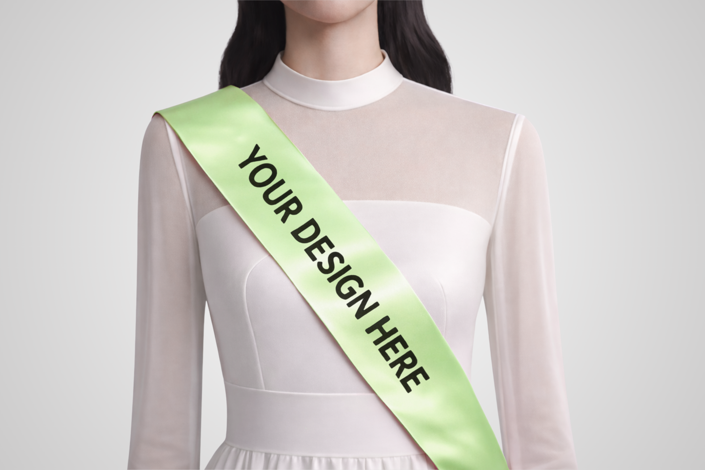 Fascia in raso ECO di colore verde chiaro, realizzata su misura da JM Band®.