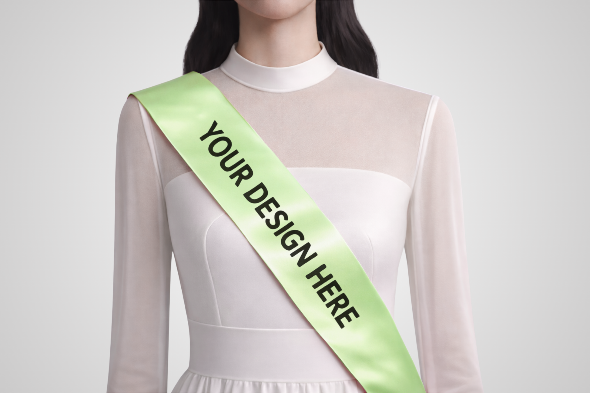 Fascia in raso ECO di colore verde chiaro, realizzata su misura da JM Band®.