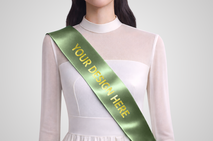 Nastro d'ordine in raso ECO verde muschio con design personalizzato di JM Band®.