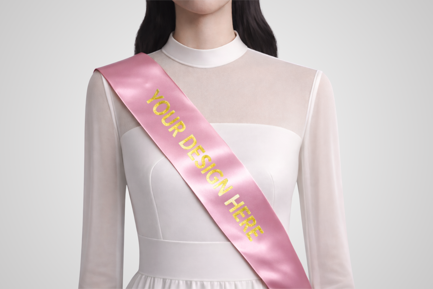 Fascia in raso rosa ECO con design personalizzato di JM Band®.