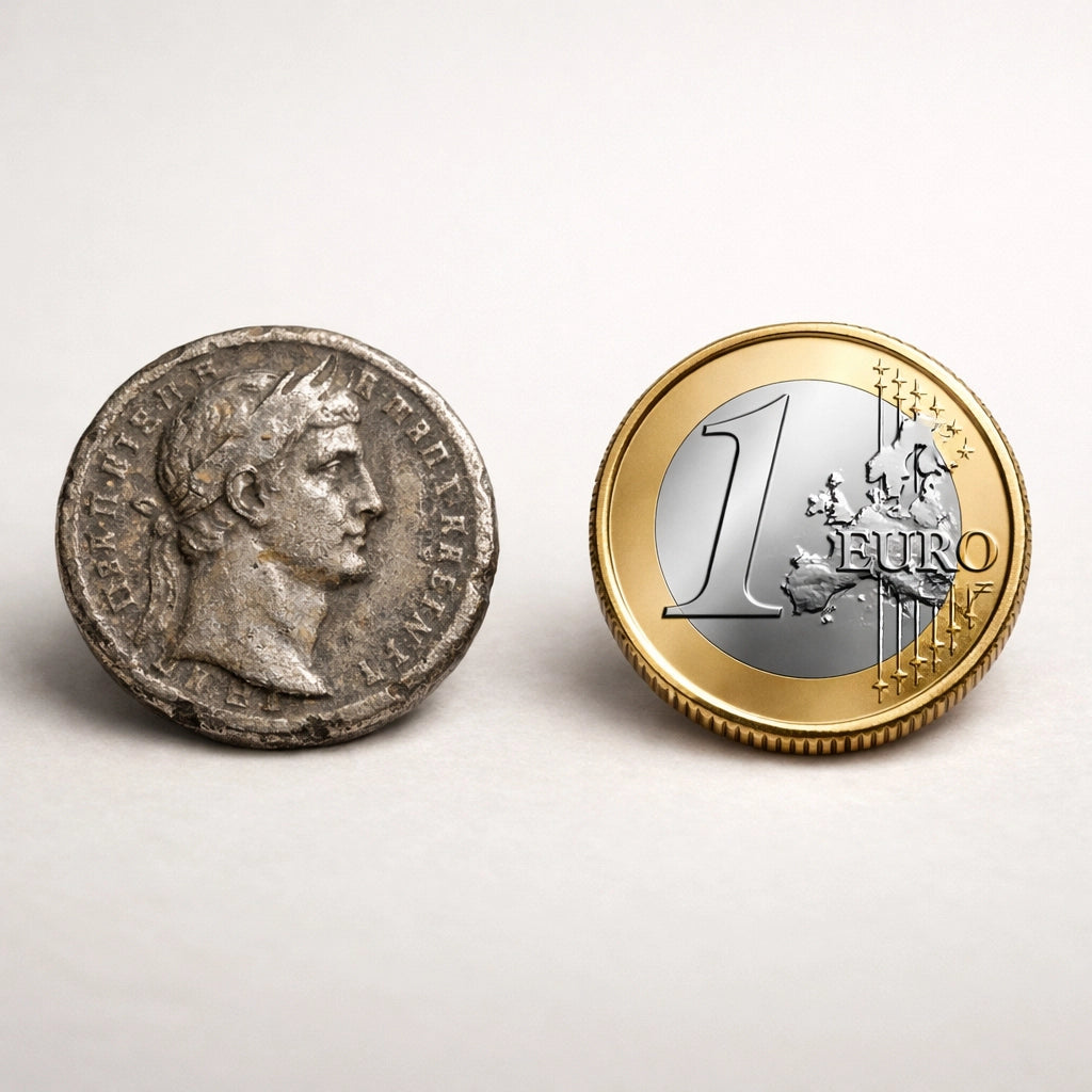 Una collezione di monete metalliche di vario tipo, realizzate con materiali e composizioni diverse.