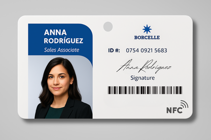 A photo of an ID card for employees with NFC