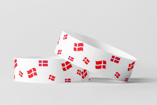 Paper Wristbands - Pre-Printed Paper wristbands JM Band EU 10 Danish Flags 