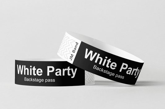 Paper Wristbands - White Print Paper wristbands JM Band EU   